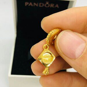 Pandora Gold Graduation Cap Dangle Charm